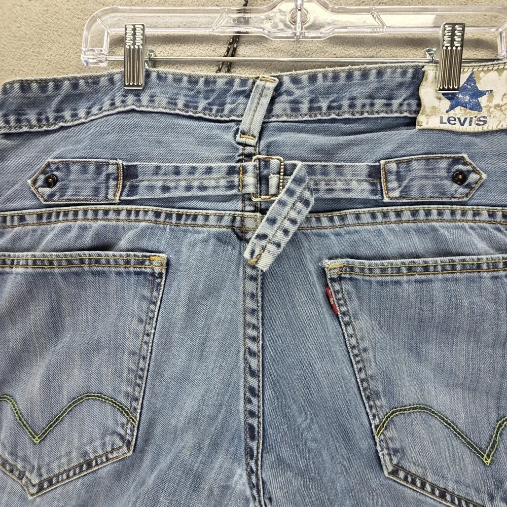 VTG Levis Engineered Shorts Mens 34 Blue Star Buckle Back Jorts Jeans 12